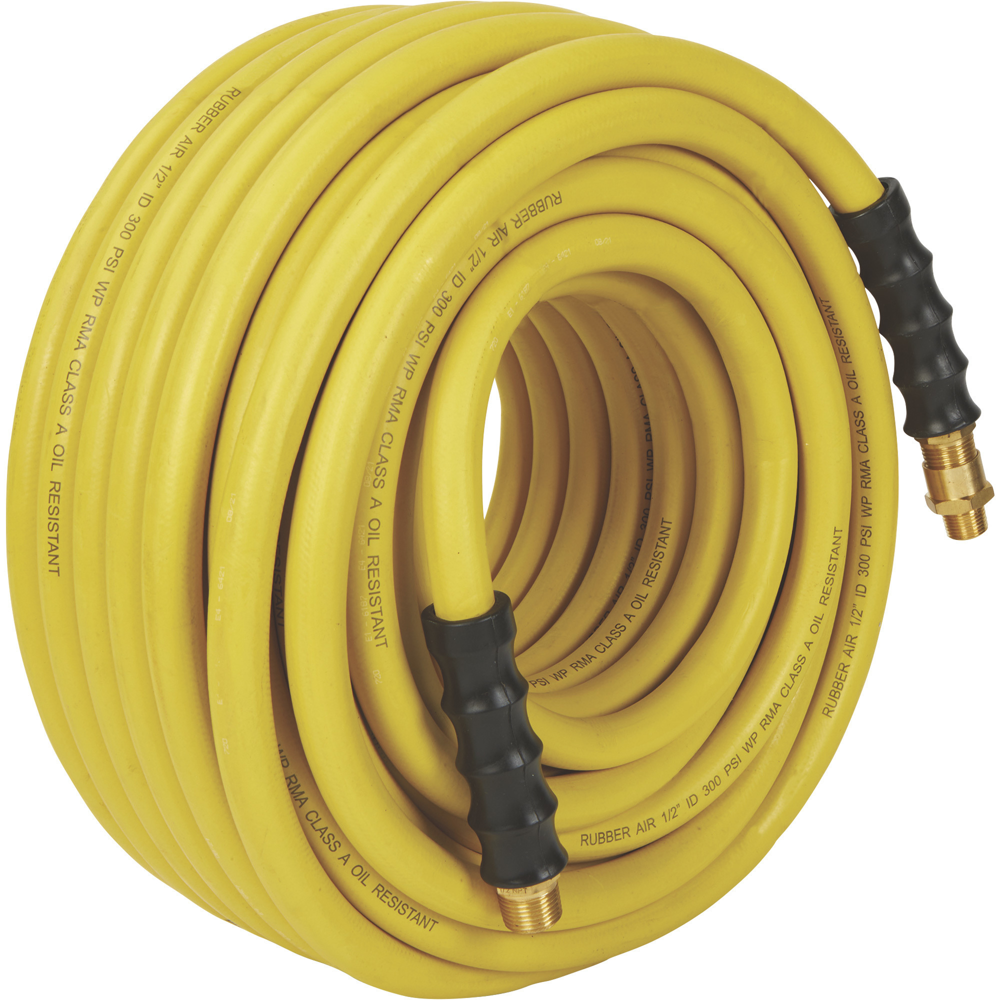 Klutch Oil-Resistant Rubber Air Hose with 1/2in.–3/8in. Reducer, 1/2in. x 50ft., 300 PSI